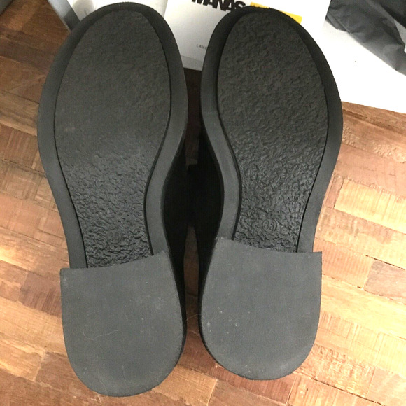 Manas Black Suede Studded Loafers Size 36 – Glossy Black Studs, Block Heel - New - Picture 5 of 7